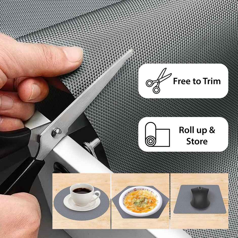 Story@home EVA Anti Slip Mat Diamond Shelf Liner Roll 3 Mtr 300 cm x 45 cm Titanium Dark Grey