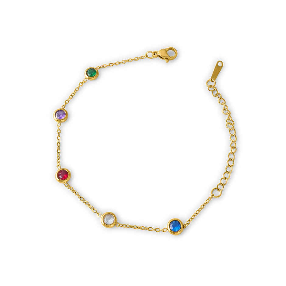 Palmonas Multi Crystal Charm Bracelet for Women | Waterproof and Anti-Tarnish