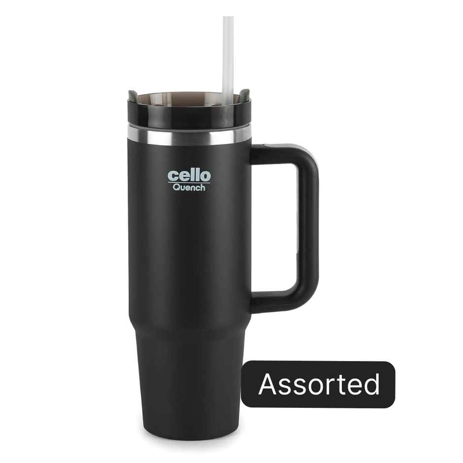 Cello Quench Stainless Steel Insulated Tumbler without Straw | 900 ml | Colour May Vary
