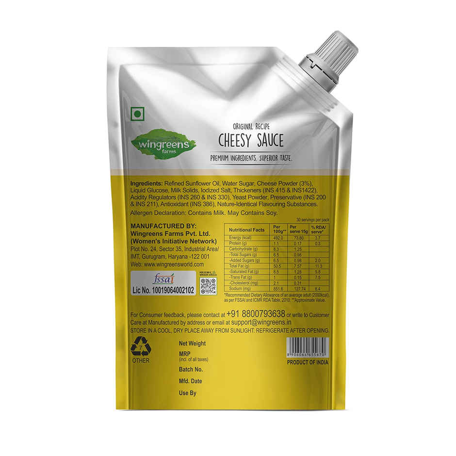 Wingreens Farms Cheesy Sauce Spout Pouch