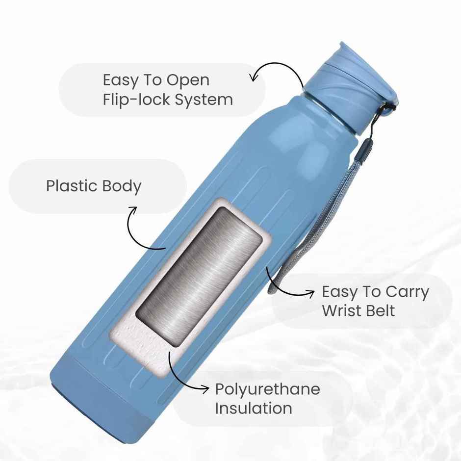 Flair Stainless Steel Arrow Inner Insulated Water Bottle | Blue | 900 ml