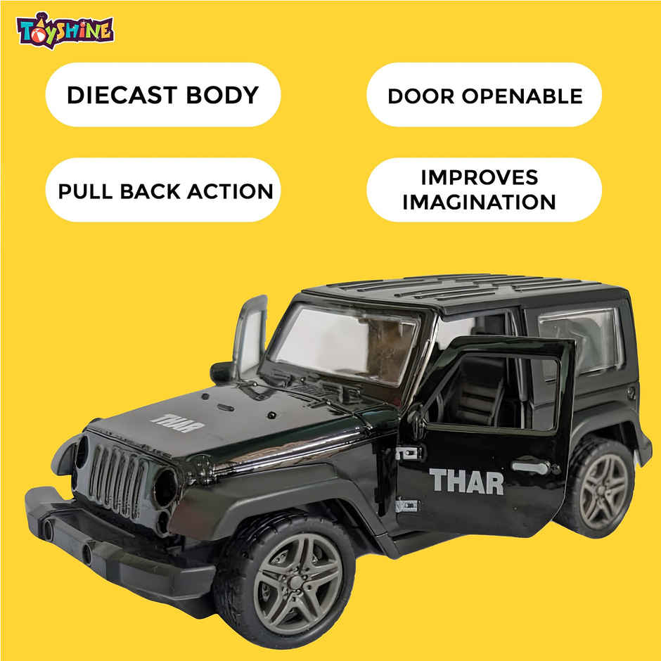 Toyshine 1:32 Scale Diecast Thar Vehicle with Pull Back & Opening Doors - Black