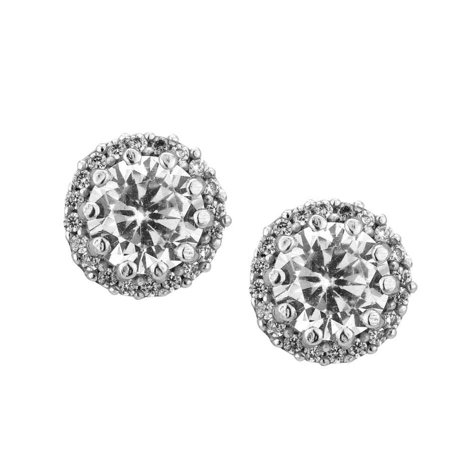 Carlton London Rhodium Plated with CZ Mini Stud Earring | FJE1791