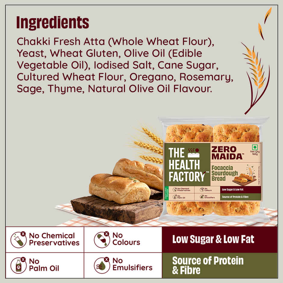 The Health Factory Zero Maida Focaccia Sourdough | Clean Label