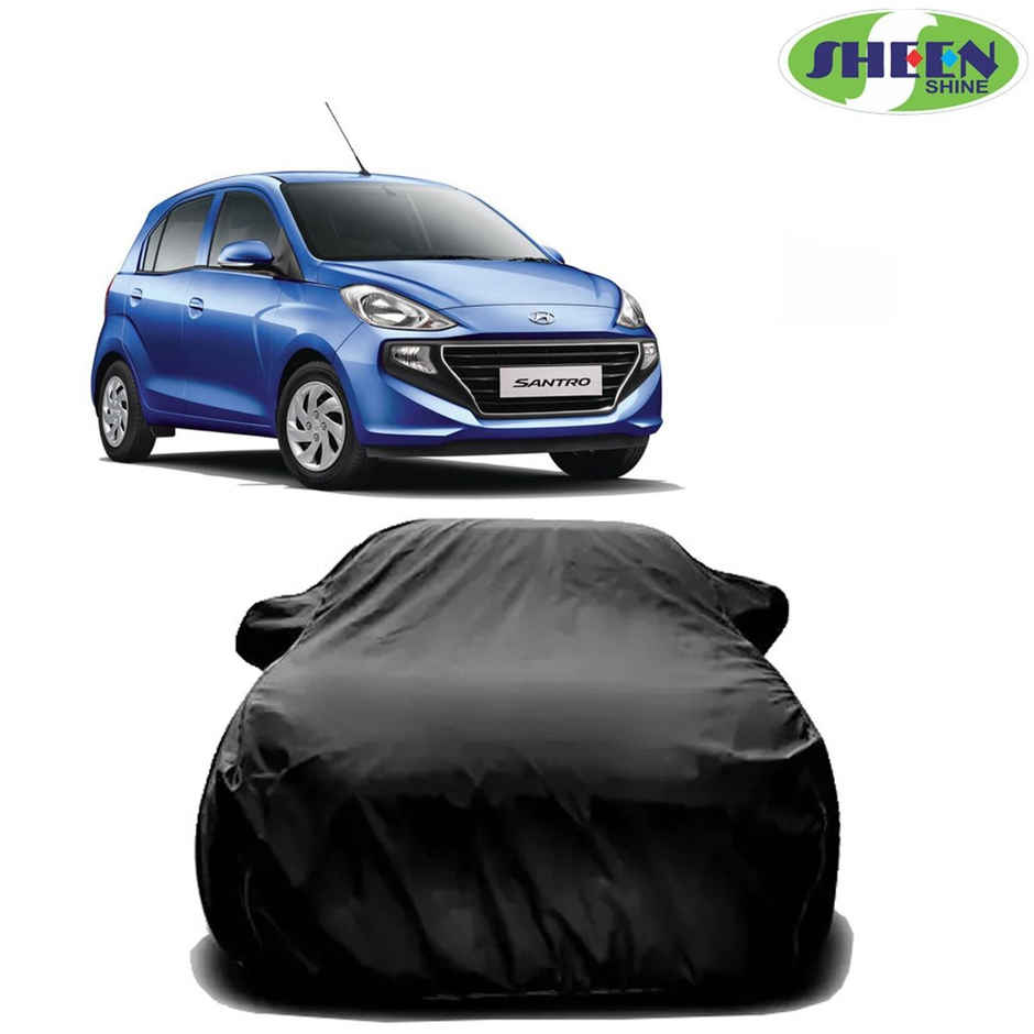 Sheen SCCBLACKSH03 Car Cover For Hyundai Santro (With Mirror Pockets) (Black)