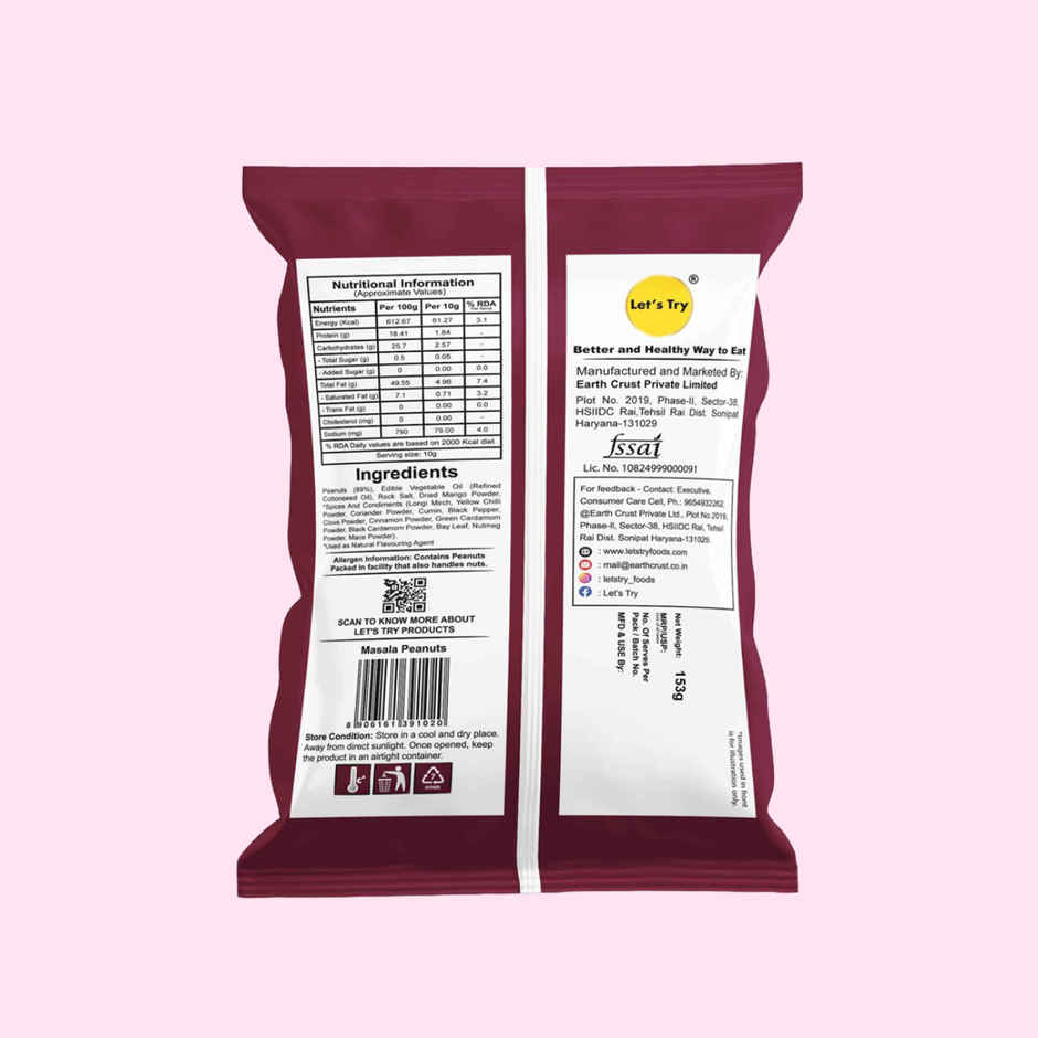 Let's Try Masala Peanuts with Rock Salt | 100% Groundnut Oil | High Protein | No Palm Oil