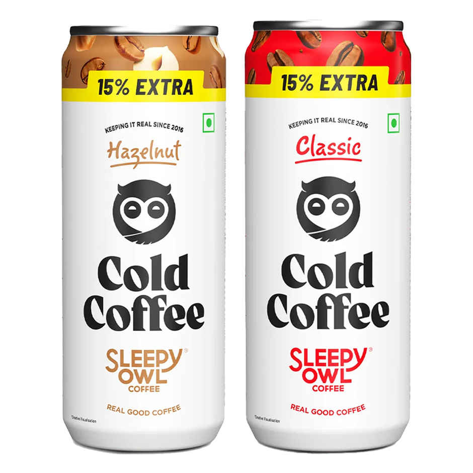 Sleepy Owl Cold Coffee Can - Classic(200ml) & Sleepy Owl Cold Coffee Can - Hazelnut(200ml) Combo
