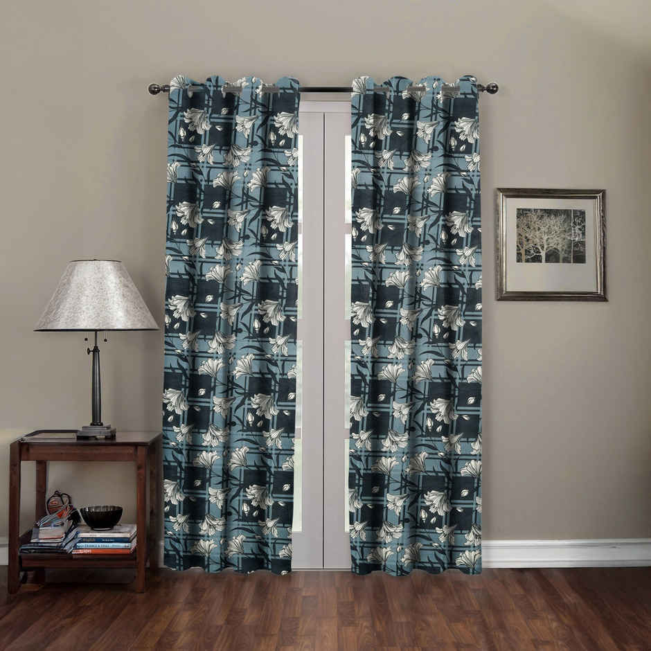 BAY6 Microfiber Cotton Door Curtains | Set of 2 | 9x4 ft | Black