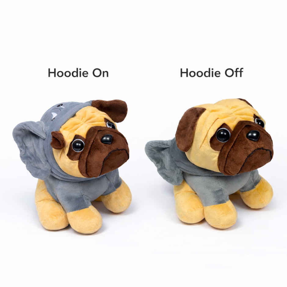ZooWee Cute Grey Pug with Elephant Hoodie Plush 30 cm