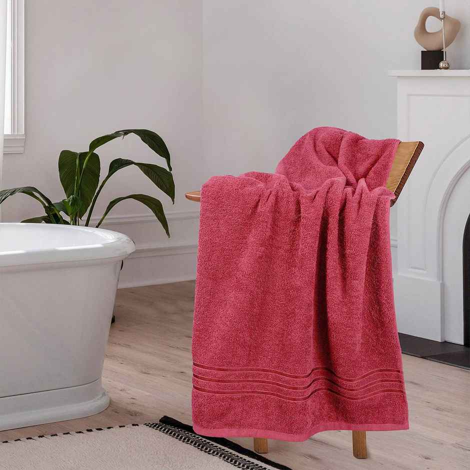 Home Elegance by myTrident Comfort Living Cotton Bath Towel | 70cm x 140cm | 400 GSM | Tangy Tomato