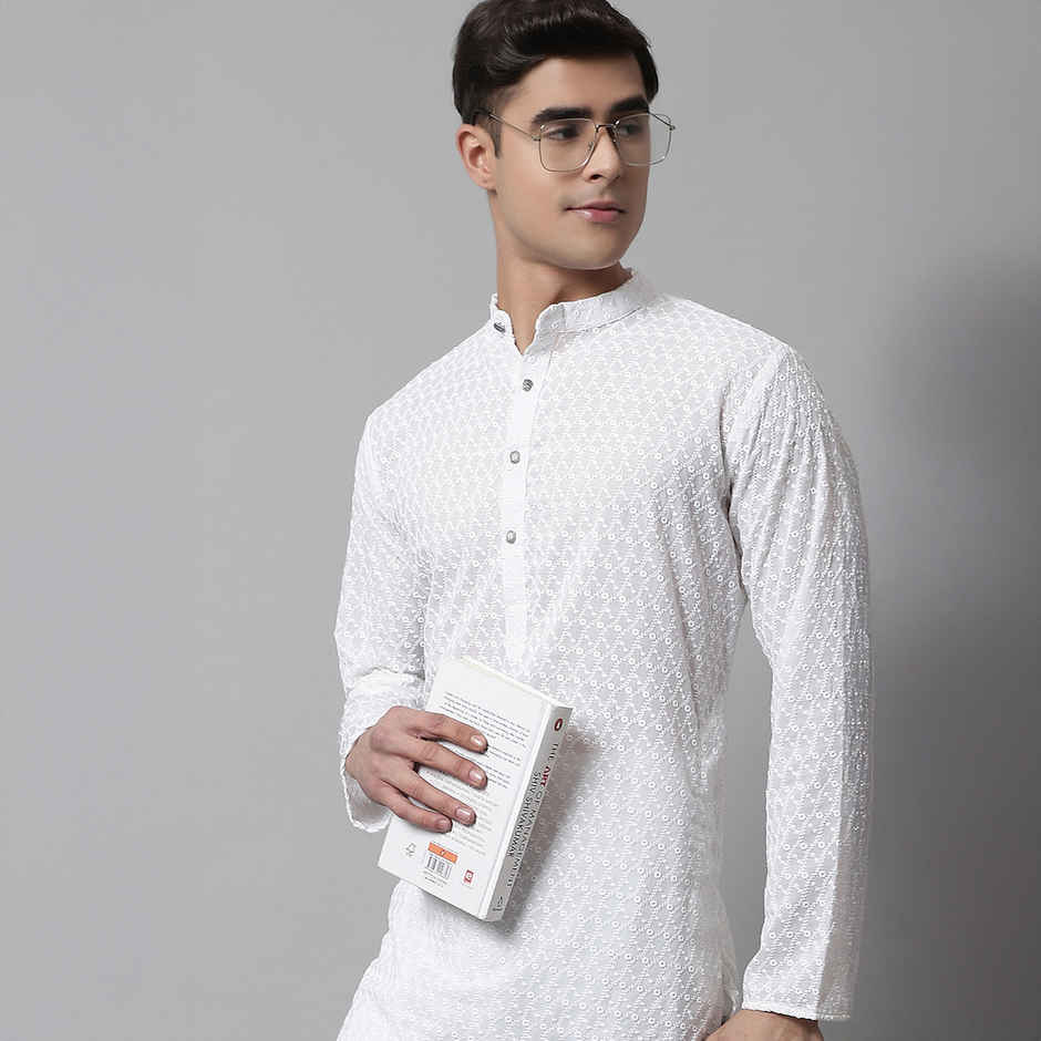 Jompers Men's Kurta | Ko 561 | White - S