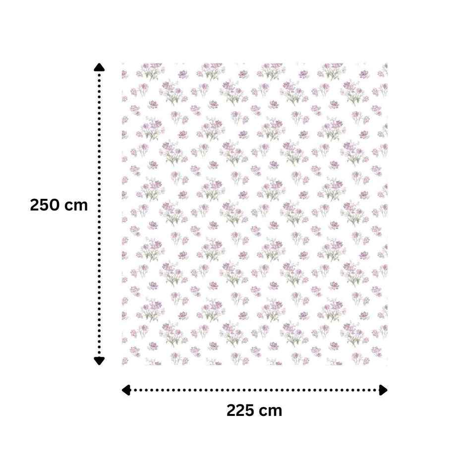 Haus & Kinder Lilac Dream Double 100% Cotton Floral Bedsheet | White and Purple | 98 x 89 in