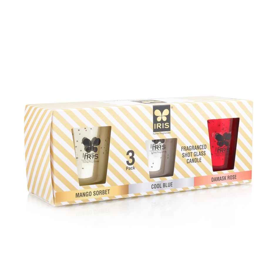 IRIS Fragranced Mercury Shot Glass Scented Candles Mango Sorbet | Home Decor