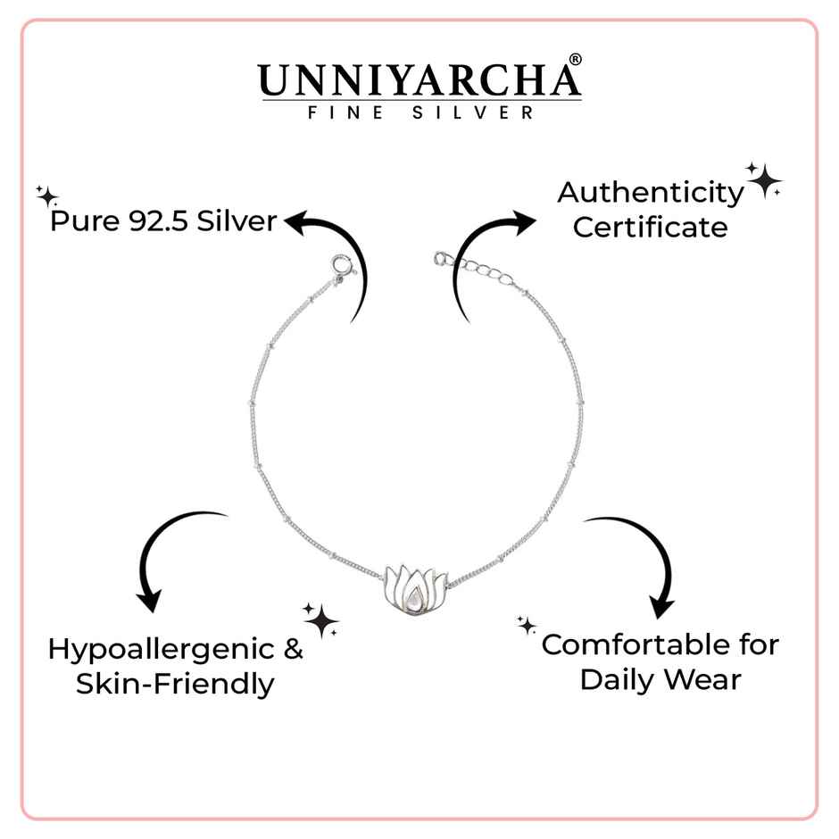 Unniyarcha Lotus 92.5 Sterling Silver Anklet