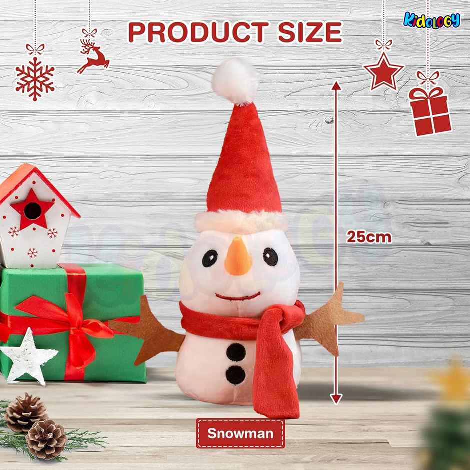 Kidology Snowman Plush Toy With Santa Hat & Scarf