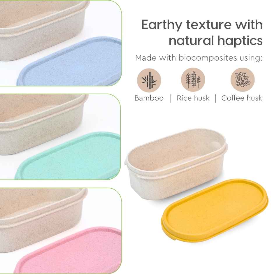 Eha Earth Friendly Naturebox Storage Containers, 600 ml, 4 pcs, Multi-light, Rice Husk Biocomposite