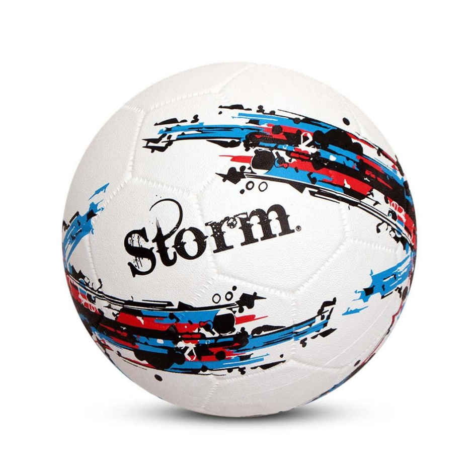 Nivia Storm Football Rubberized Suitable Hard Ground Without Grass Training Football Size 5 - White