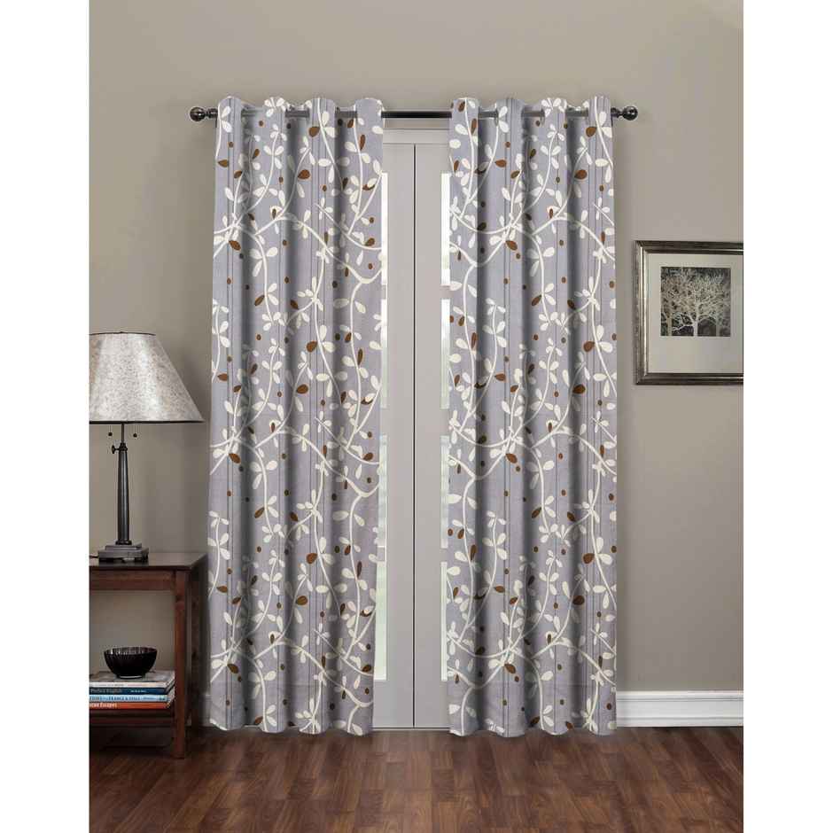 BAY6 Polyester Long Door Curtains - Set of 2 - (8x4 ft) - Grey