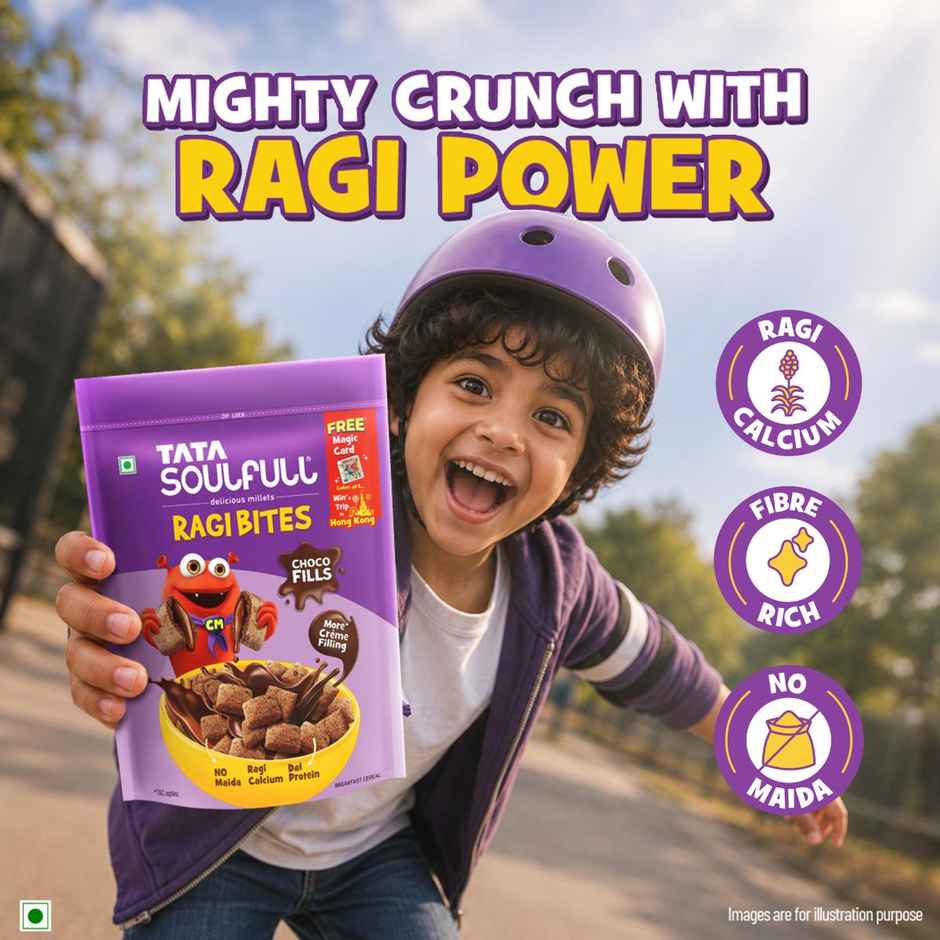 Tata Soulfull Ragi Bites Choco Fills, No Maida, More Cream Filling, Kids Cereal