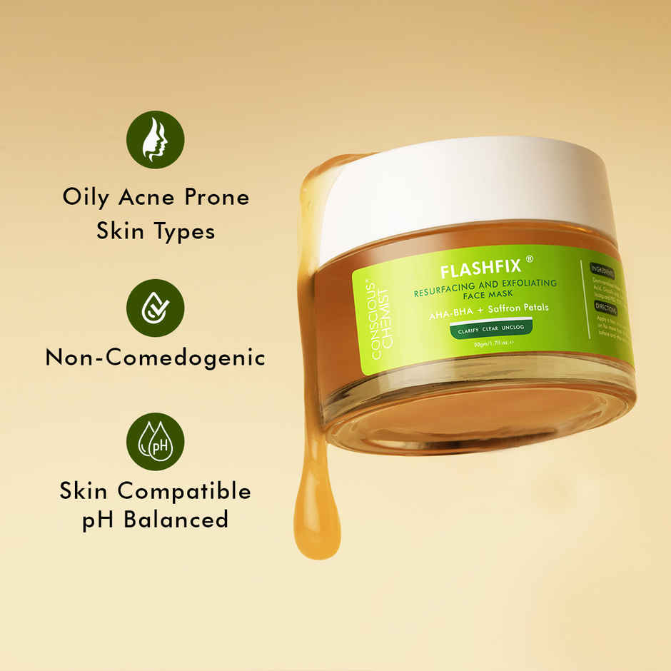 Conscious Chemist Exfoliating Face Mask For Oily Acne Prone Skin With Salicylic & Saffron Petals