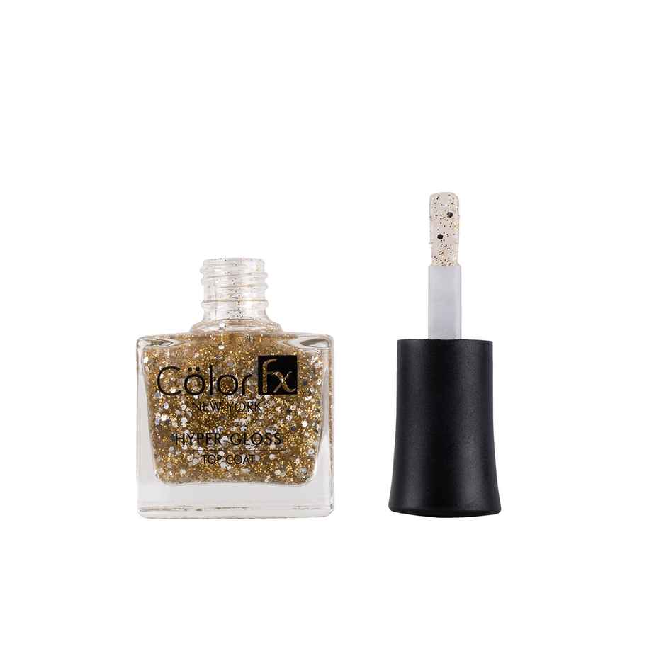 Color Fx Hyper Gloss Top Coat Gold Glitter Finish 21 Toxin Free Non Yellowing Nail Polish174