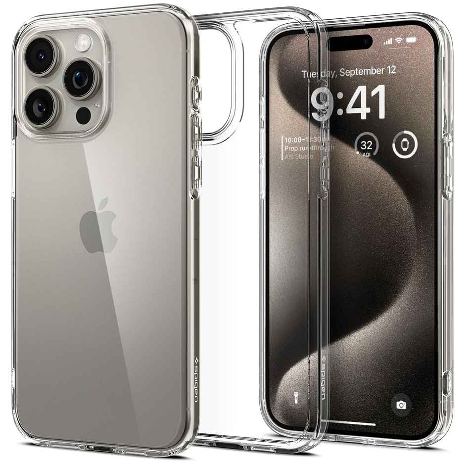 Spigen Ultra Hybrid Back Cover Case Compatible with iPhone 15 Pro(TPU +Poly Carbonate|Crystal Clear)