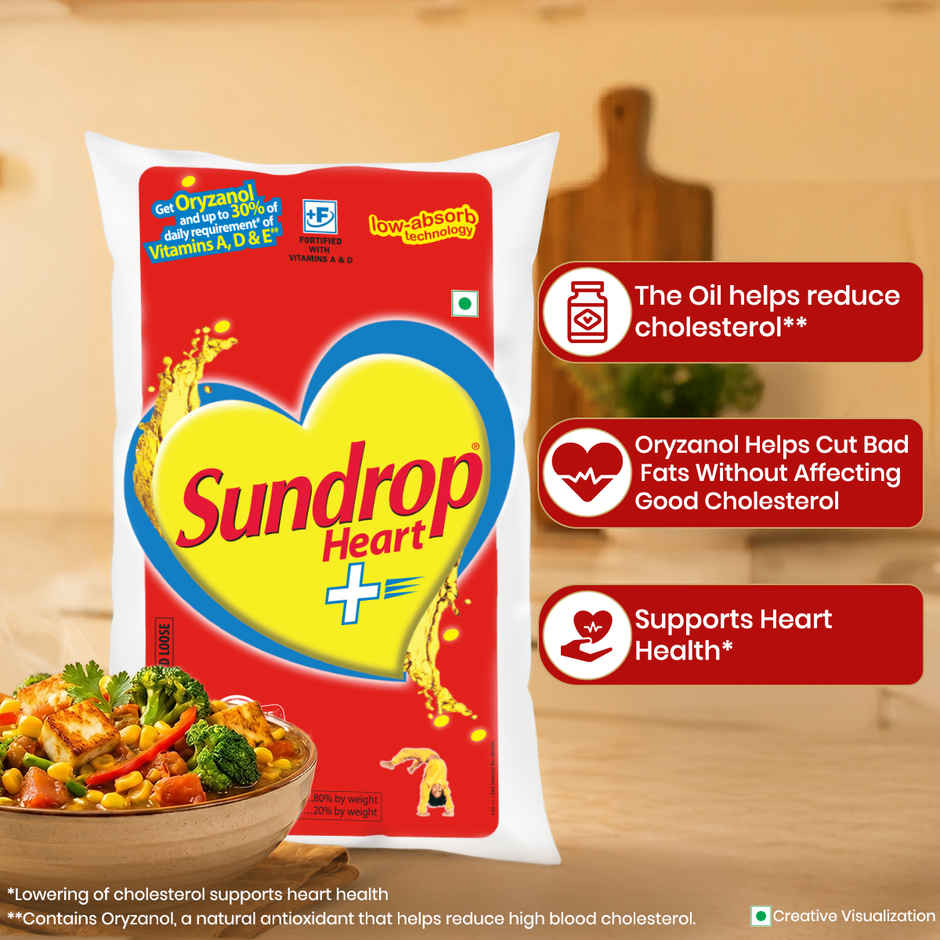 Sundrop Heart Plus|  Helps Reduce Cholesterol | Refined Rice Bran & Corn Oil