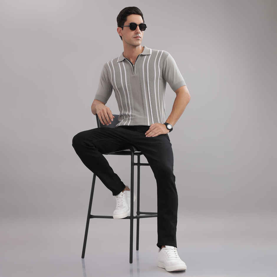 OUTLAWS Men's 100% Cotton Structured T-Shirt | Flat Knit | Super Stretch | Grey - 2XL