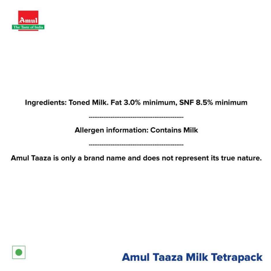 Amul Taaza Homogenised Toned Milk (Tetra Pack) Combo