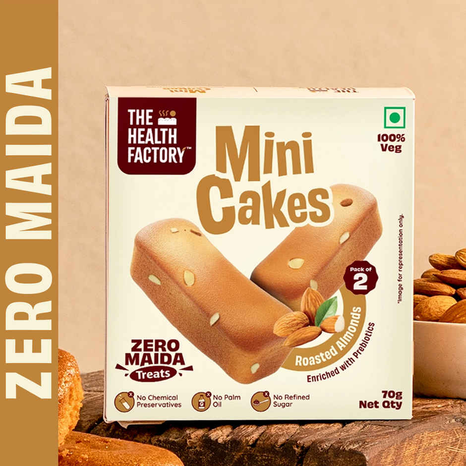 The Health Factory Mini Cakes Roasted Almonds | Zero Maida | Tea Cake | Eggless