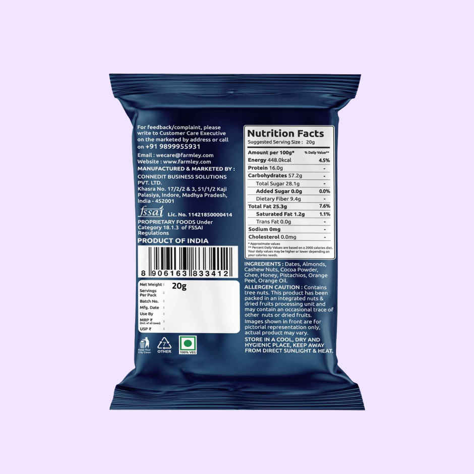 Farmley Choco Orange Chocolate Date Bites | No Added Sugar 