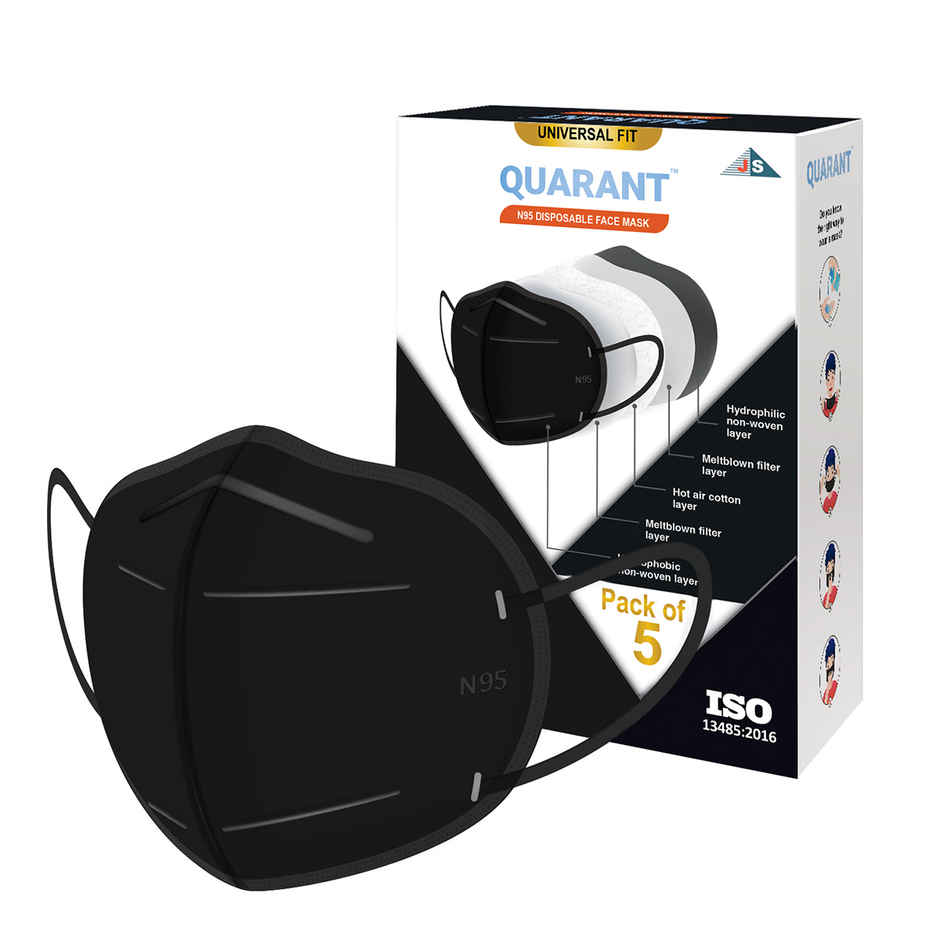 N95 Anti Pollution Face Mask with Nose Clip FFP2 Mask with 5 Layer Protection | Black