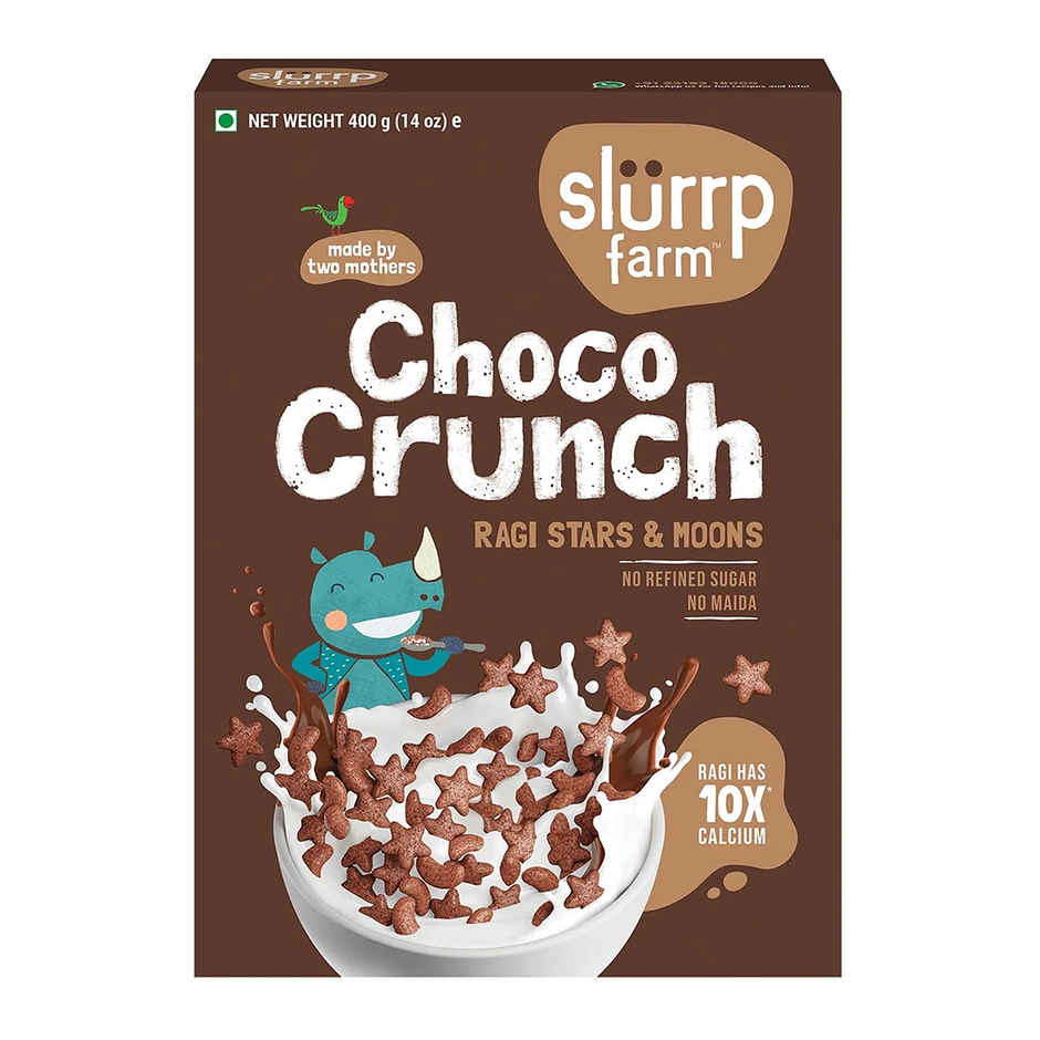 Slurrp Farm Choco Crunch Chocolate Cereal - Ragi Stars and Moons No Maida, No Refined Sugar