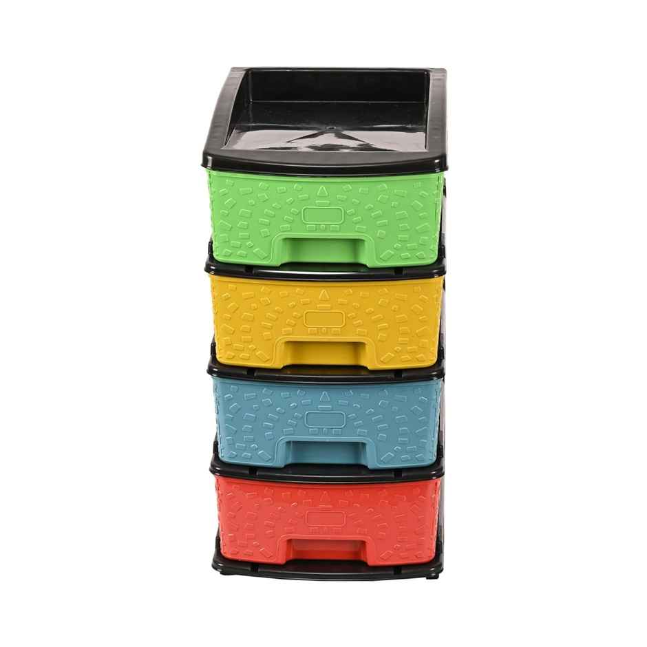Kuber Industries 4-Tier Multipurpose Plastic Drawers Storage Organizer Rack | Multicolor