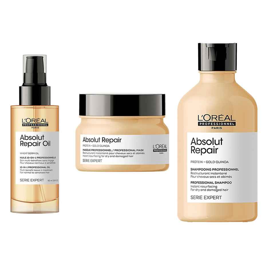 L'Oréal Professionnel Absolut Repair Shampoo (300ml) & L'Oréal Professionnel Absolut Repair Mask (250g) & L'Oréal Professionnel Absolut Repair Serum (90ml) Combo