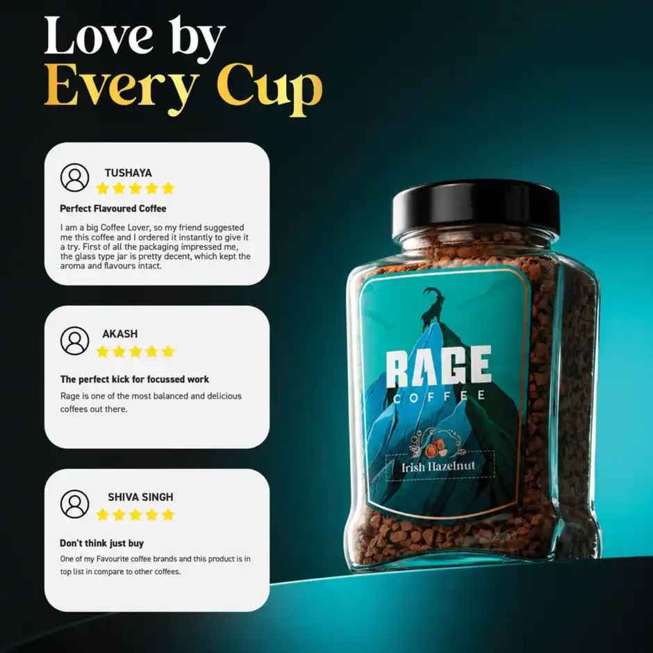 Rage Coffee Irish Hazelnut - Premium Arabica Instant Coffee