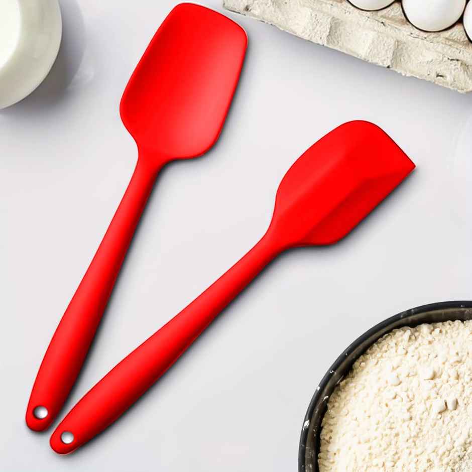 Capsicum Non Stick Premium Silicone Spatula & Spoonula, 11 inch Set of 2 (Multi Color)