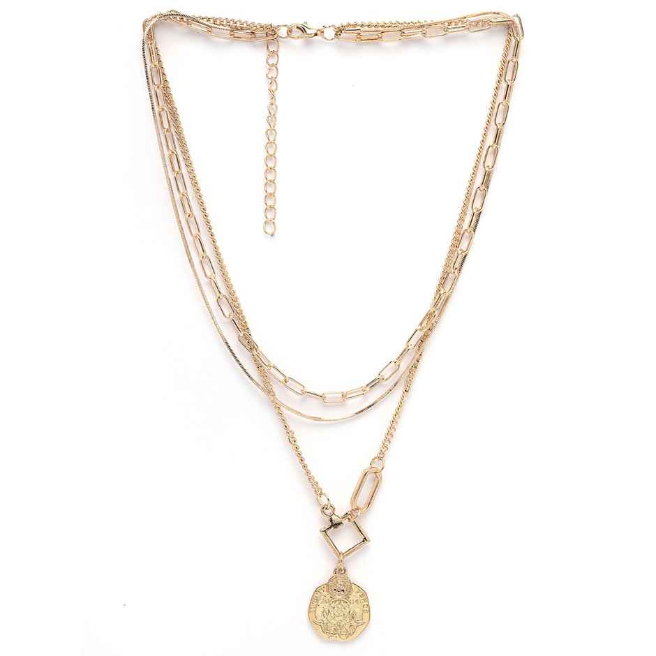 Scintillare By Sukkhi 3 Latest Stylish Multilayer Non Precious Gold Plated Chain Pendant Necklace