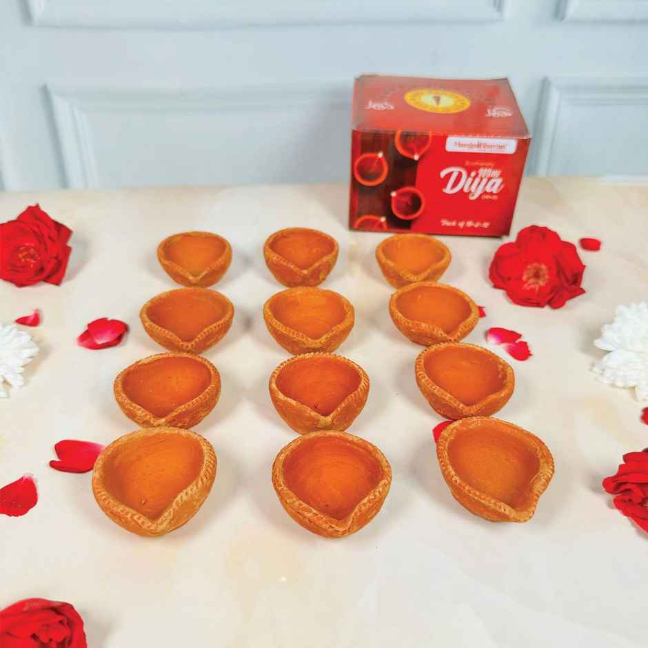 Eco Friendly Mitti Diya | Brown | Clay Diya | Pack Of 12 | Mangal Bhawan