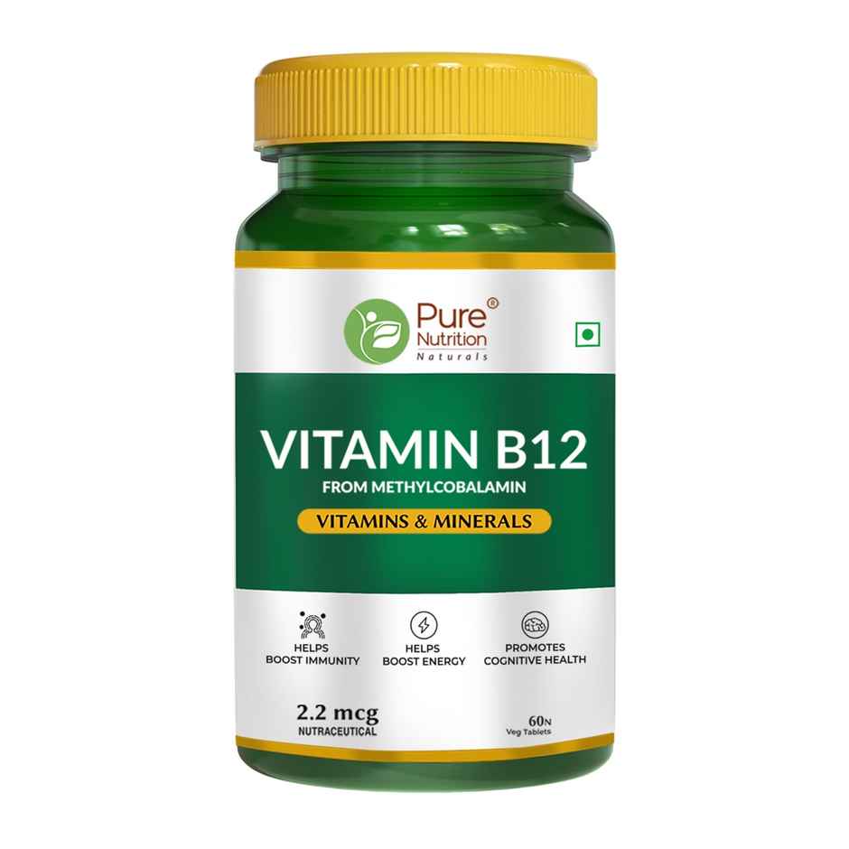 Pure Nutrition Vitamin B12 Methylcobalamin | Energy, Immunity & Brain Health | 60 Veg Tablets