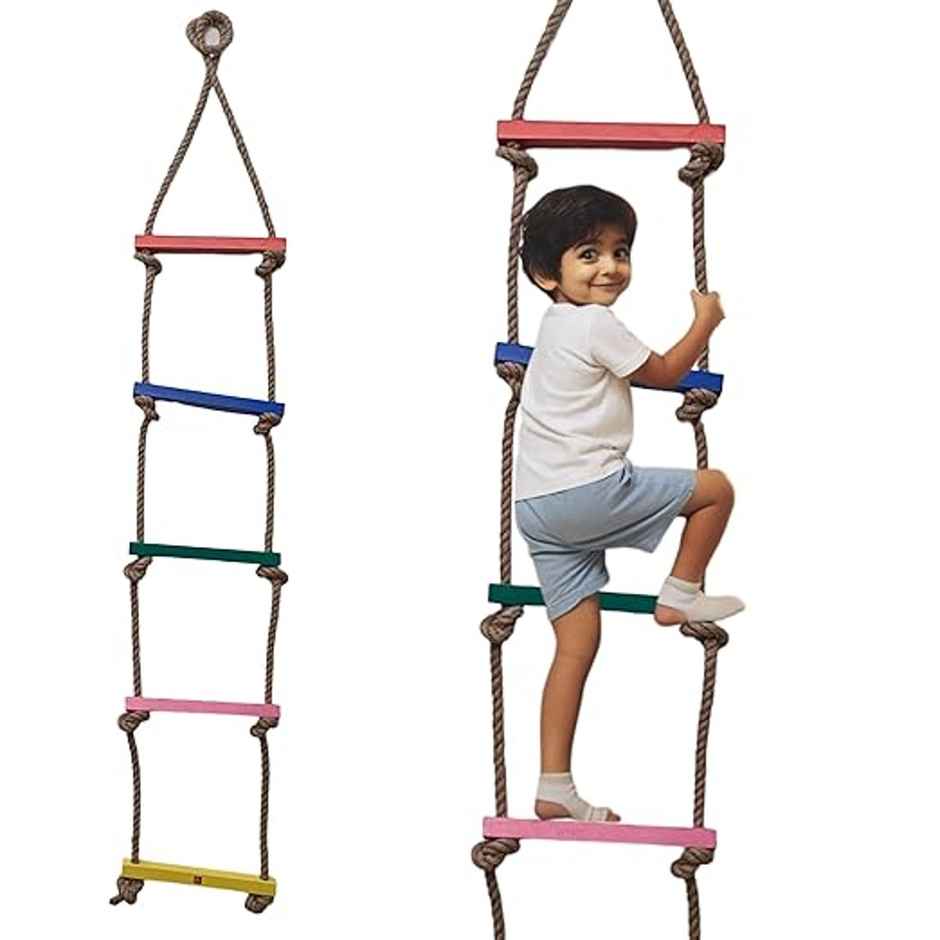 Skillofun 5-Step Rope Ladder for Kids | Wall Climbing Outdoor Toy | Play School Equipment