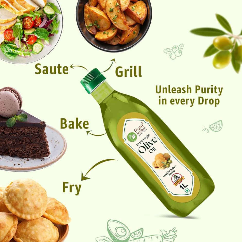 Pure Nutrition Extra Virgin Olive Oil | Cold Pressed, Organic, Multipurpose Cooking Oil