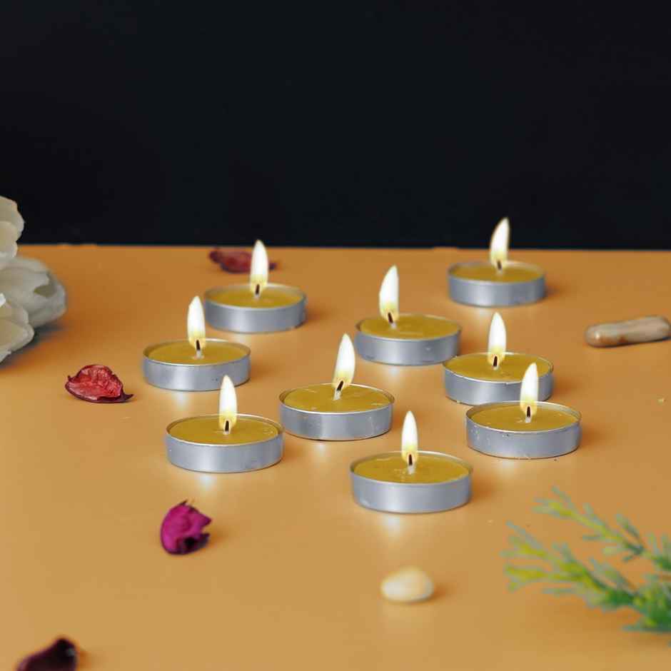 eCraftIndia Set Of 10 Lemon Scented Tea Light Candles