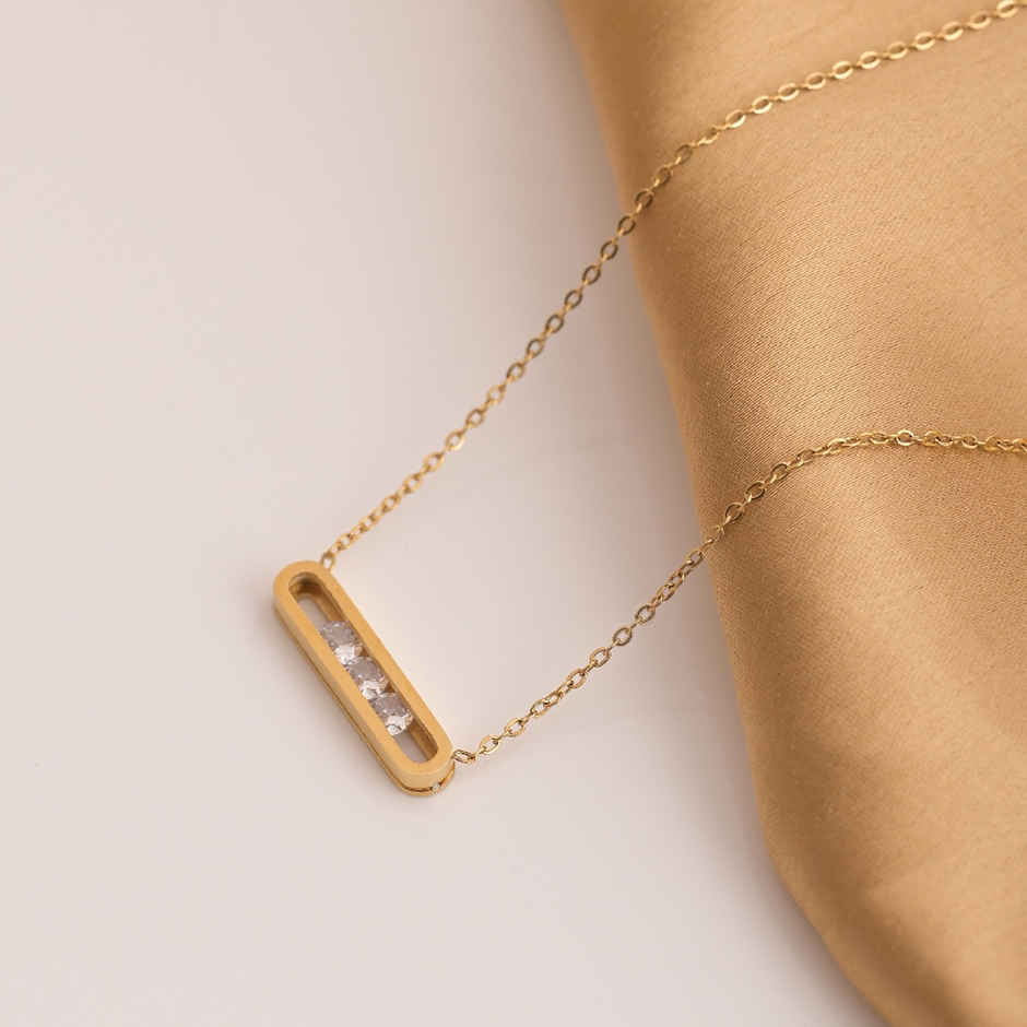 Palmonas Stones Bar Necklace For Womens | Waterproof And Anti-Tarnish