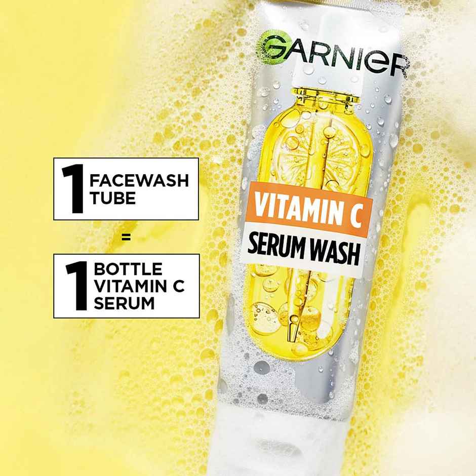 Garnier Bright Complete Serum Cleanser | Vit C Facewash for Visibly Brighter Skin in 1 Wash