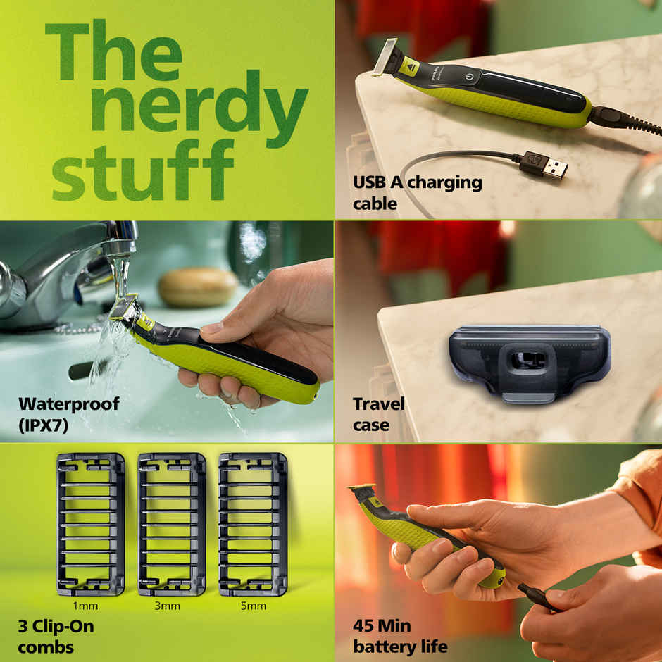 Philips OneBlade Turbo2X Trimmer | Patented Dual Protect Tech | 3 Combo Attachments | QP2724/10