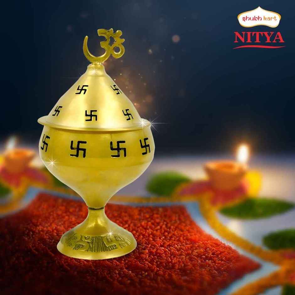 Nitya Brass Omkareshwar Akhand Deep | Gold | Akhand Diya | Shubhkart
