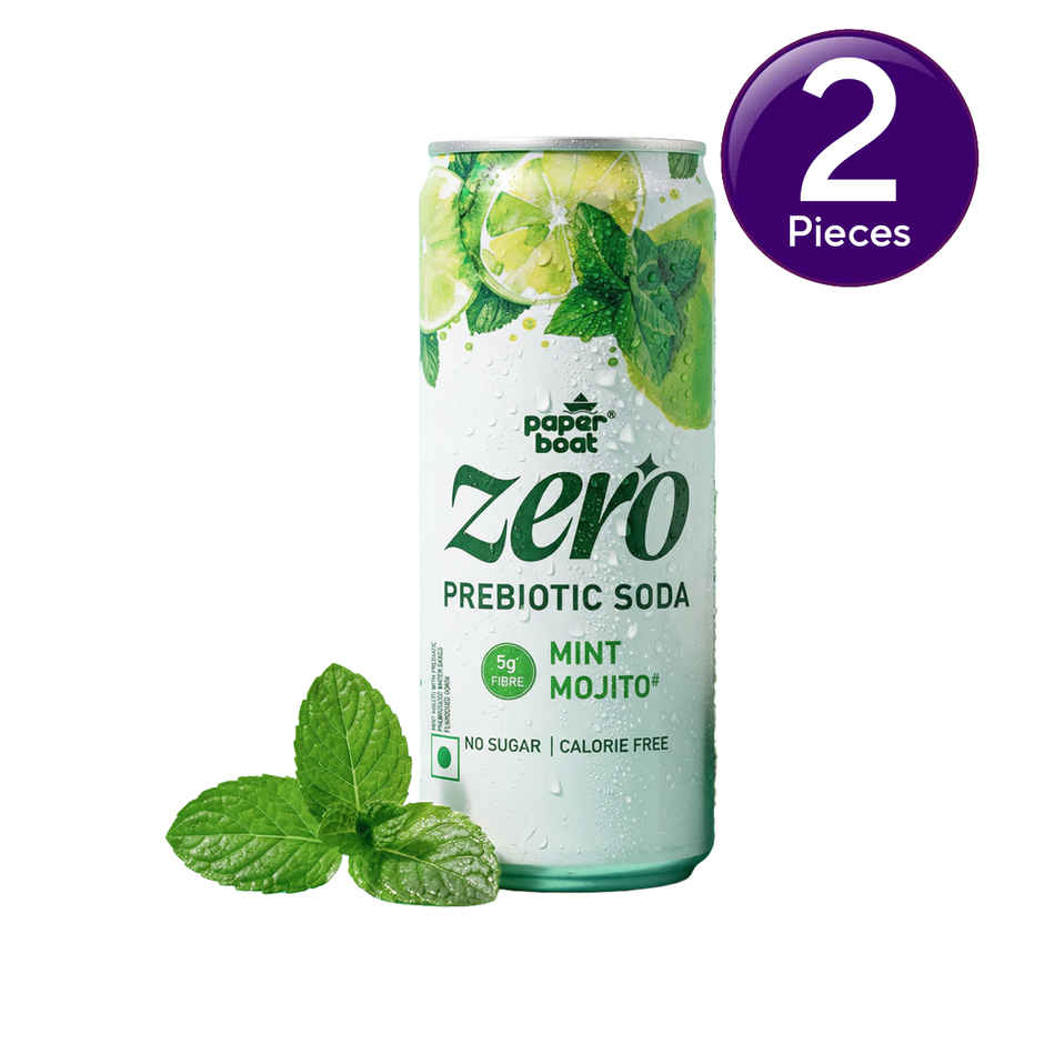 Paper Boat Zero Prebiotic Soda Mint Mojito, 5g Fibre, Caffeinated Sugar Free Cold Drink Combo