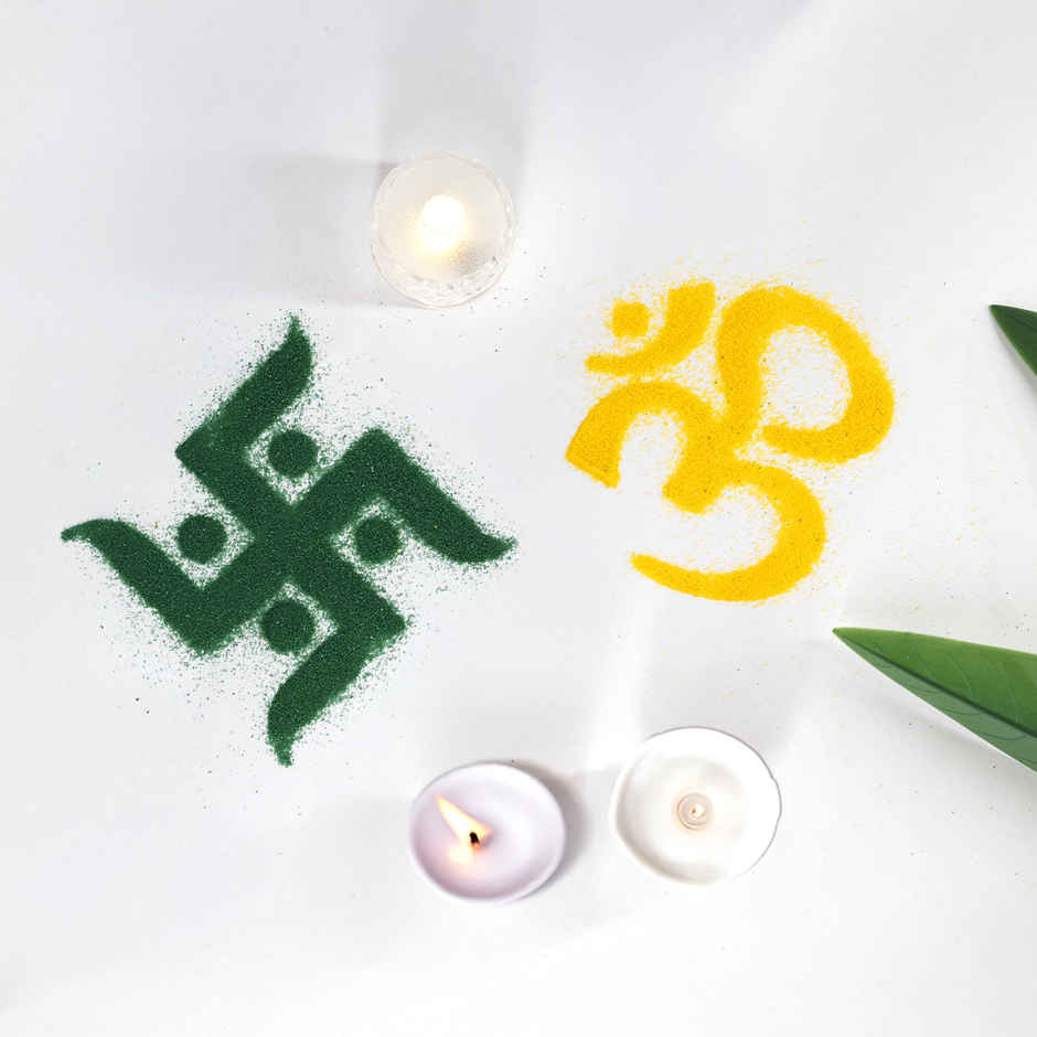Festive Rangoli 4 x 4 inch Om and Swastik Aar Par Stencil Pack of 2 | Gullak