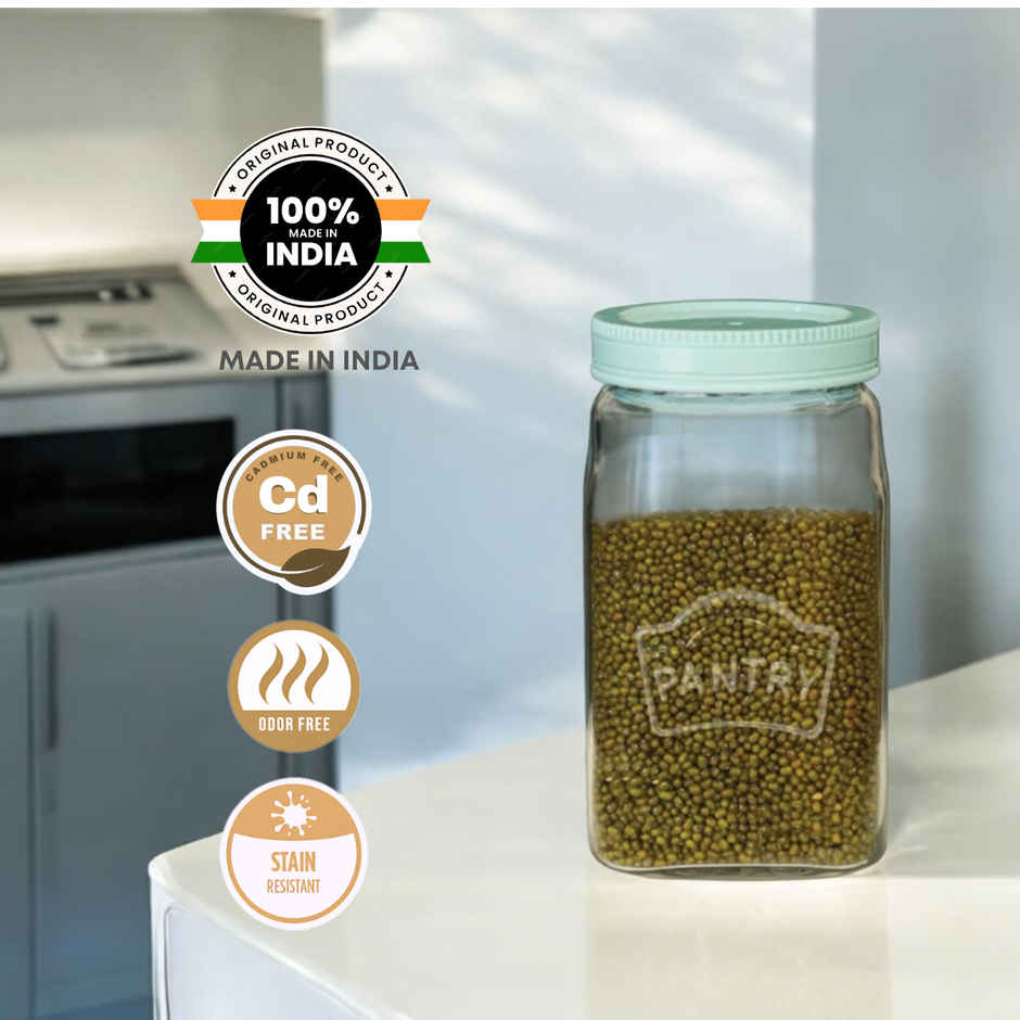 Yera Pantry Storage Jars With Premium Airlitght Lids 2000 ml 1 pcs Jar - Pista Green Colored Lid